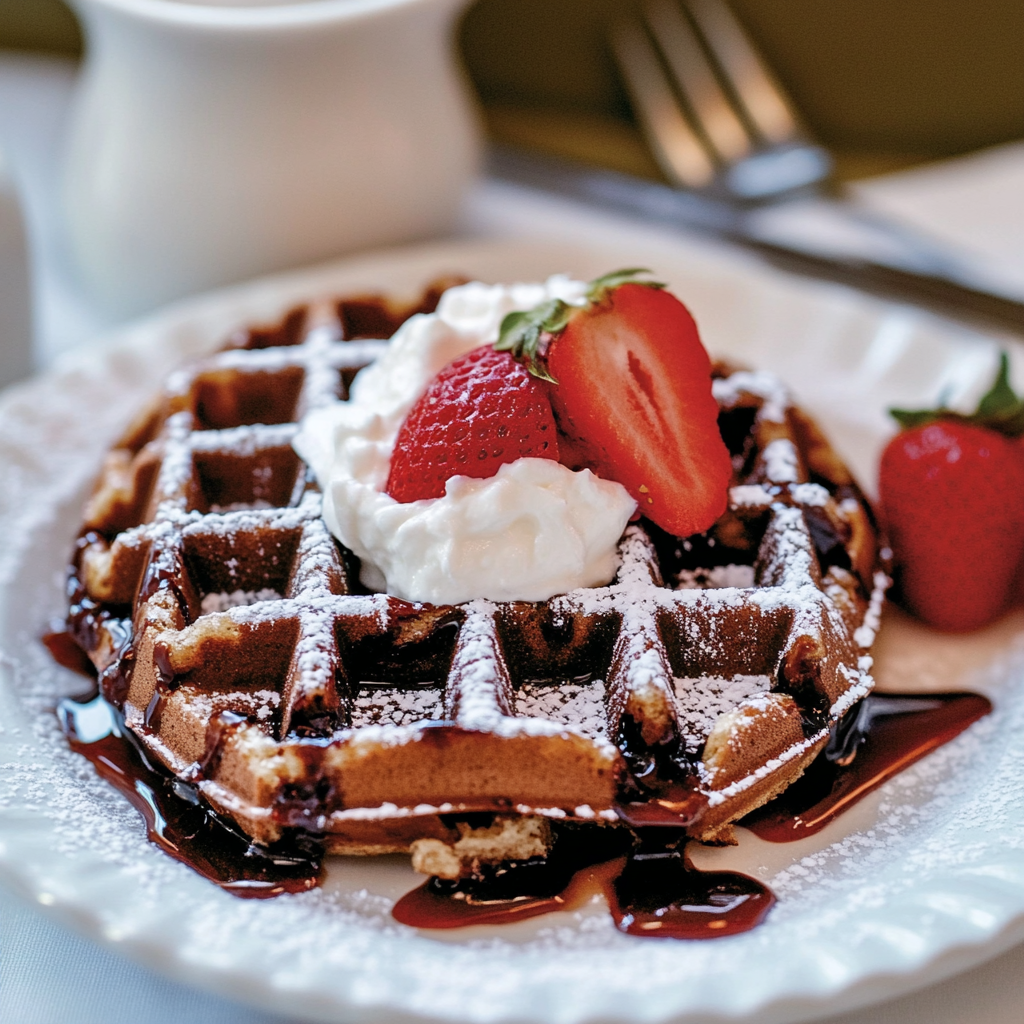 Recipe preparation for Chocolate Peppermint Waffles