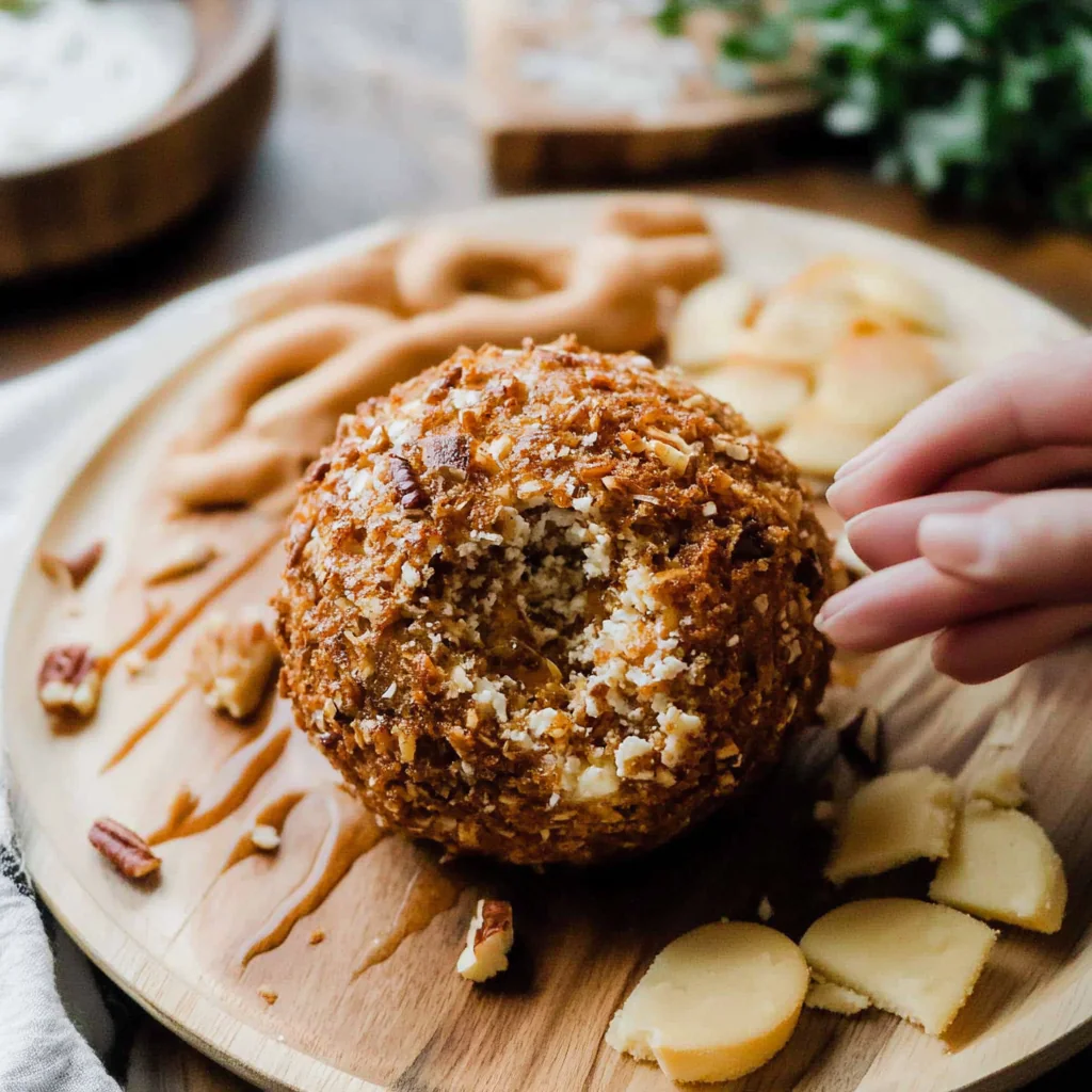Recipe preparation for Holiday Cheese Ball with Pecans