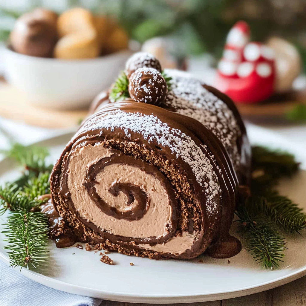 Recipe preparation for Chocolate Yule Log Cake