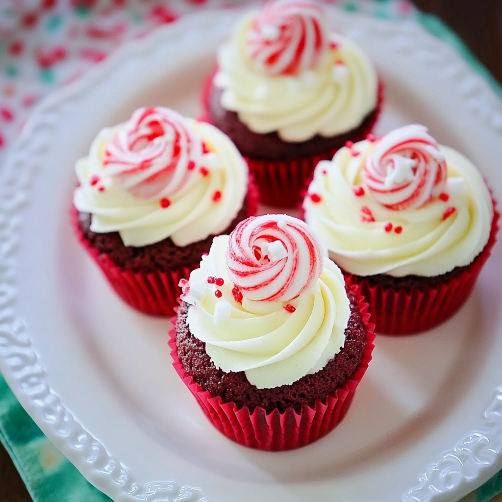 Recipe preparation for Red Velvet Peppermint Cupcakes