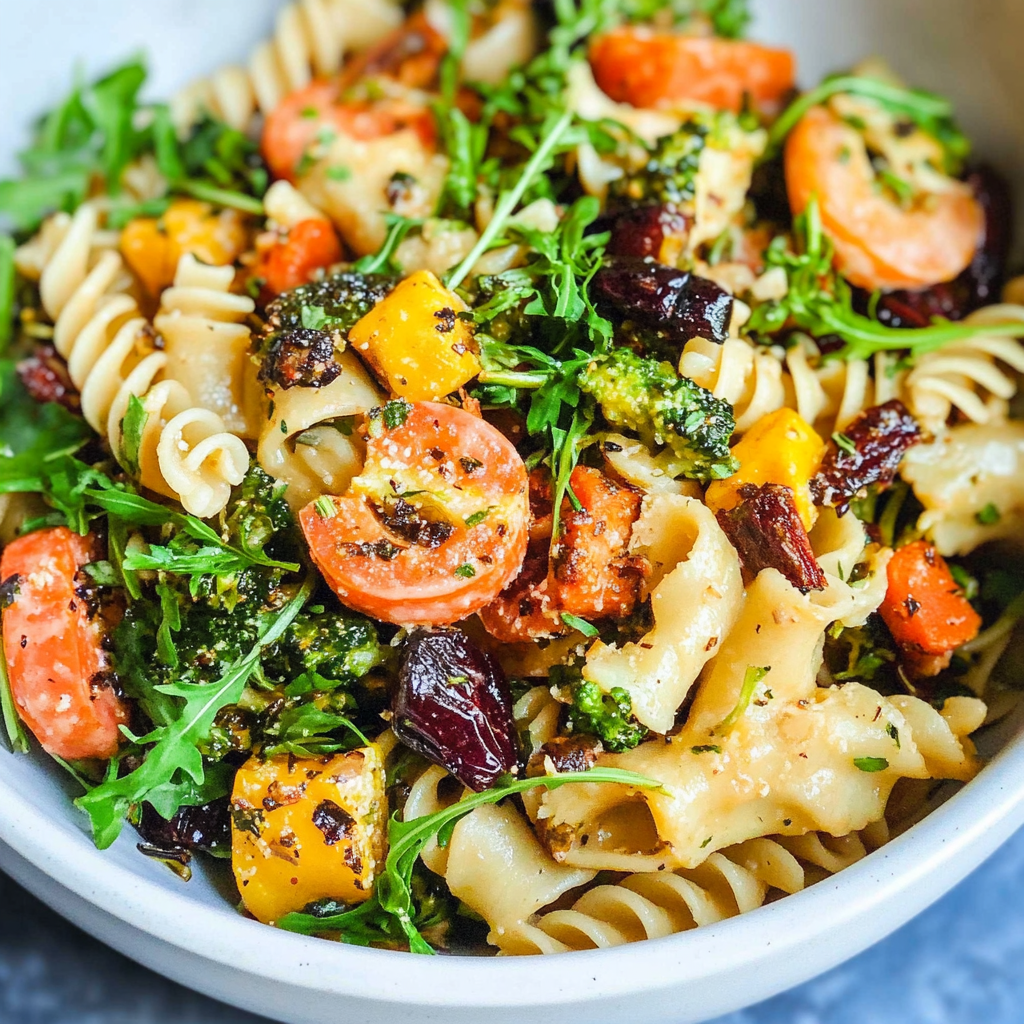 Recipe preparation for Roasted Winter Vegetable Pasta