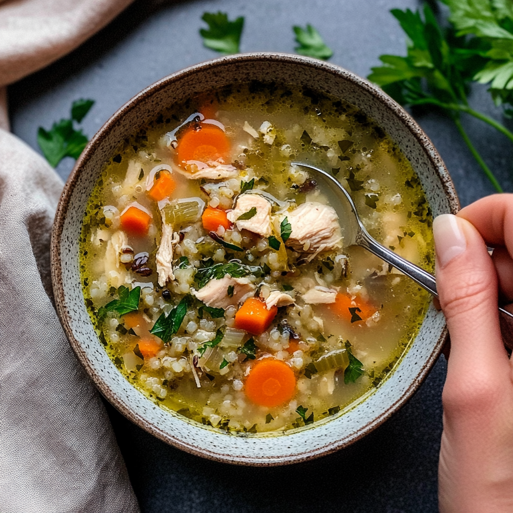 Recipe preparation for Herbed Chicken & Wild Rice Soup