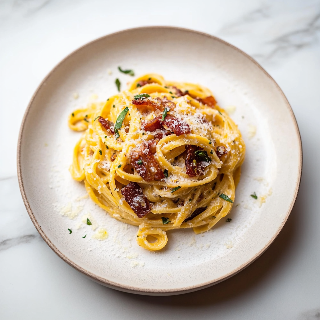 Recipe preparation for Winter Squash Bacon Carbonara
