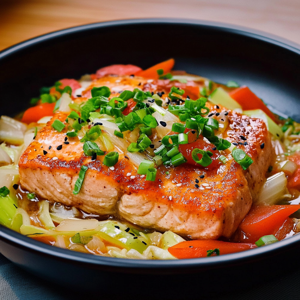 Recipe preparation for Miso Butter Salmon Bowl