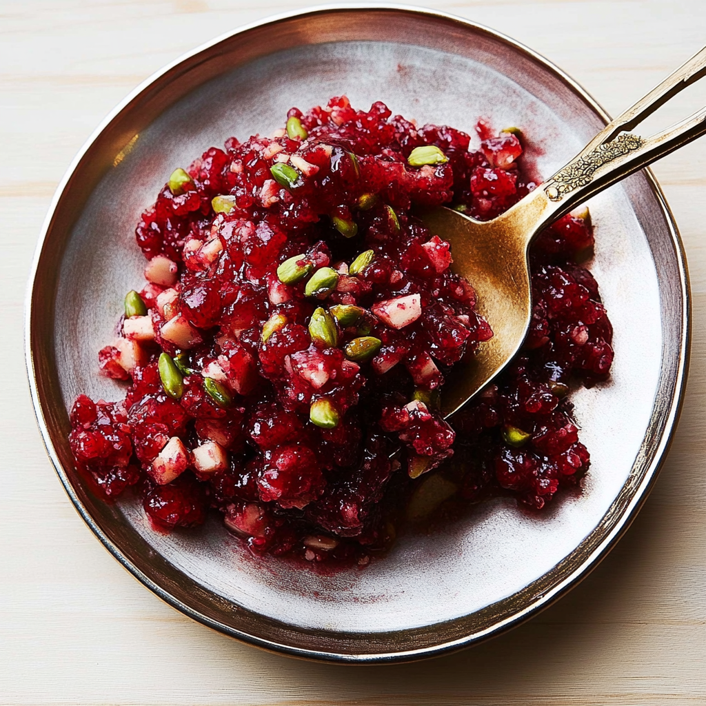 Recipe preparation for Cranberry-Pistachio Relish
