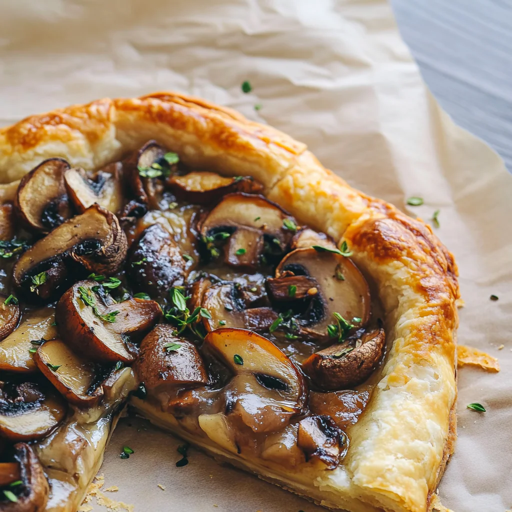 Recipe preparation for Mushroom and Gruyère Puff Pastry Tart