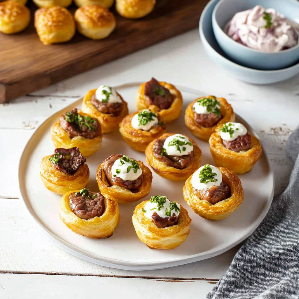 Recipe preparation for Mini Yorkshire Puddings with Roast Beef Bites