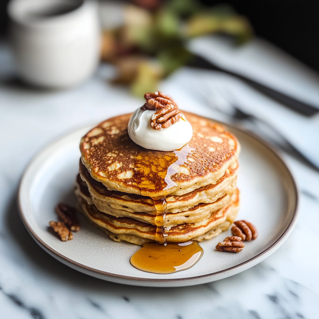 Recipe preparation for Chai Spiced Pancakes with Maple Syrup