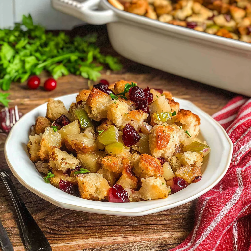 Recipe preparation for Apple-Cranberry Stuffing