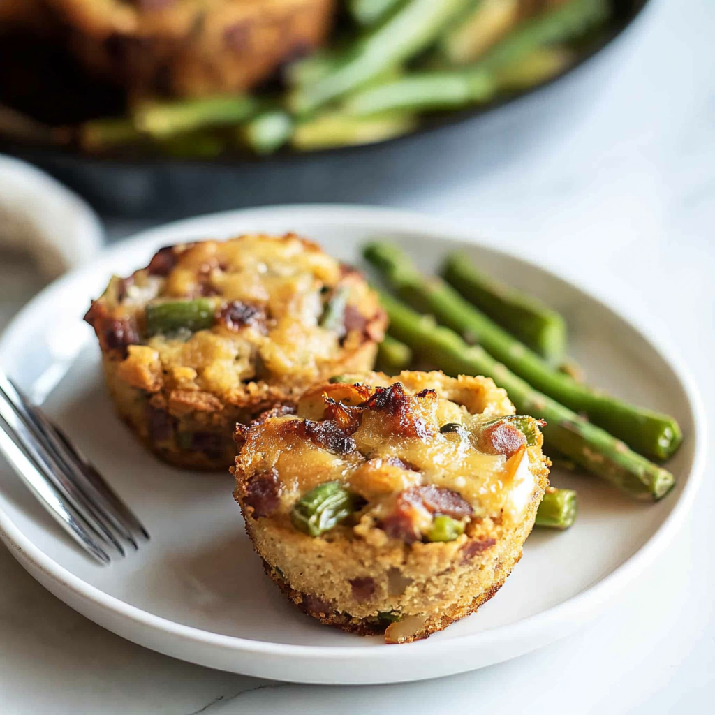 Recipe preparation for Cornbread Sausage Stuffing Muffins