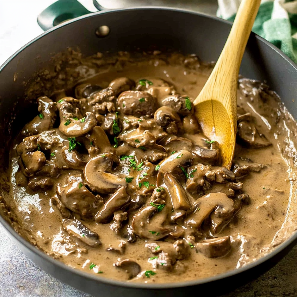 Recipe preparation for Beef & Mushroom Stroganoff