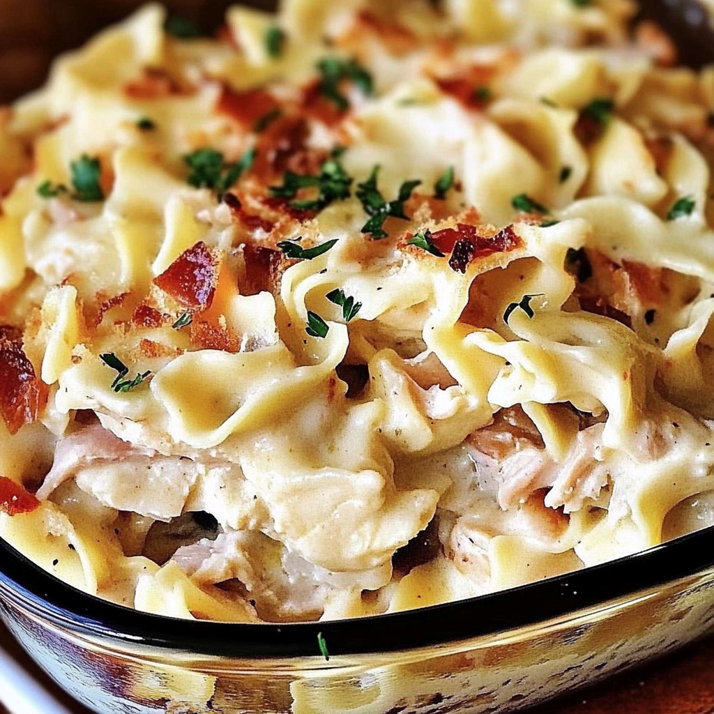 Recipe preparation for Turkey Alfredo Bake
