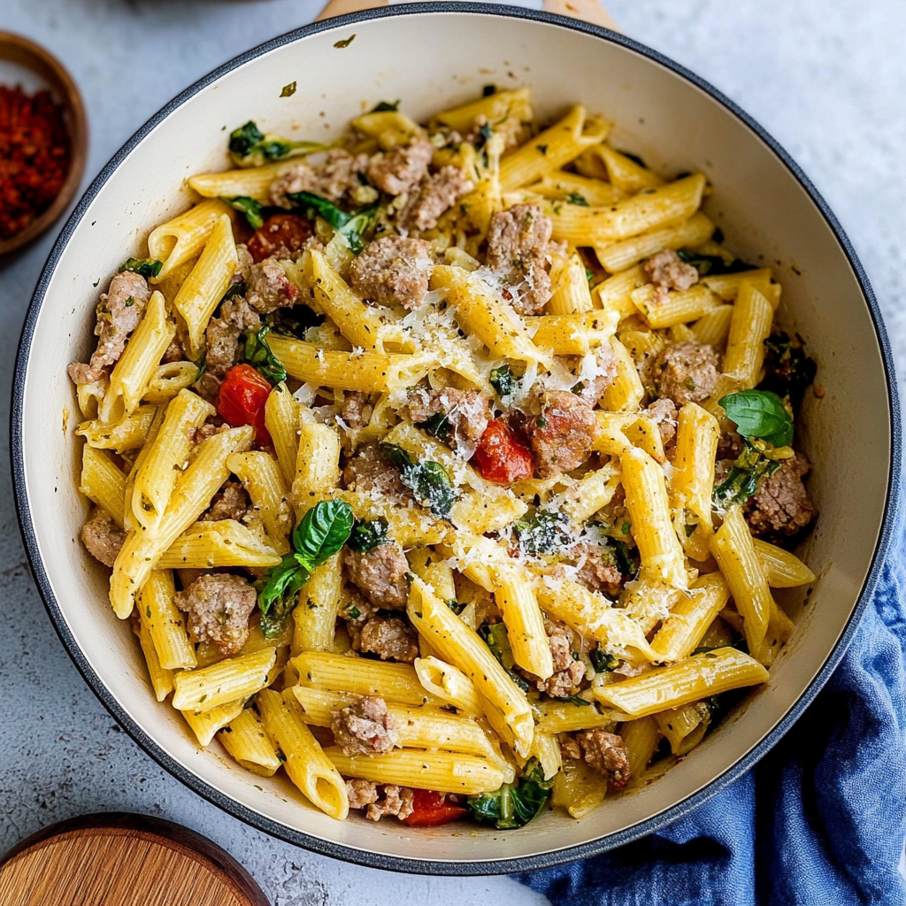 Recipe preparation for Winter Chicken Sausage Pasta