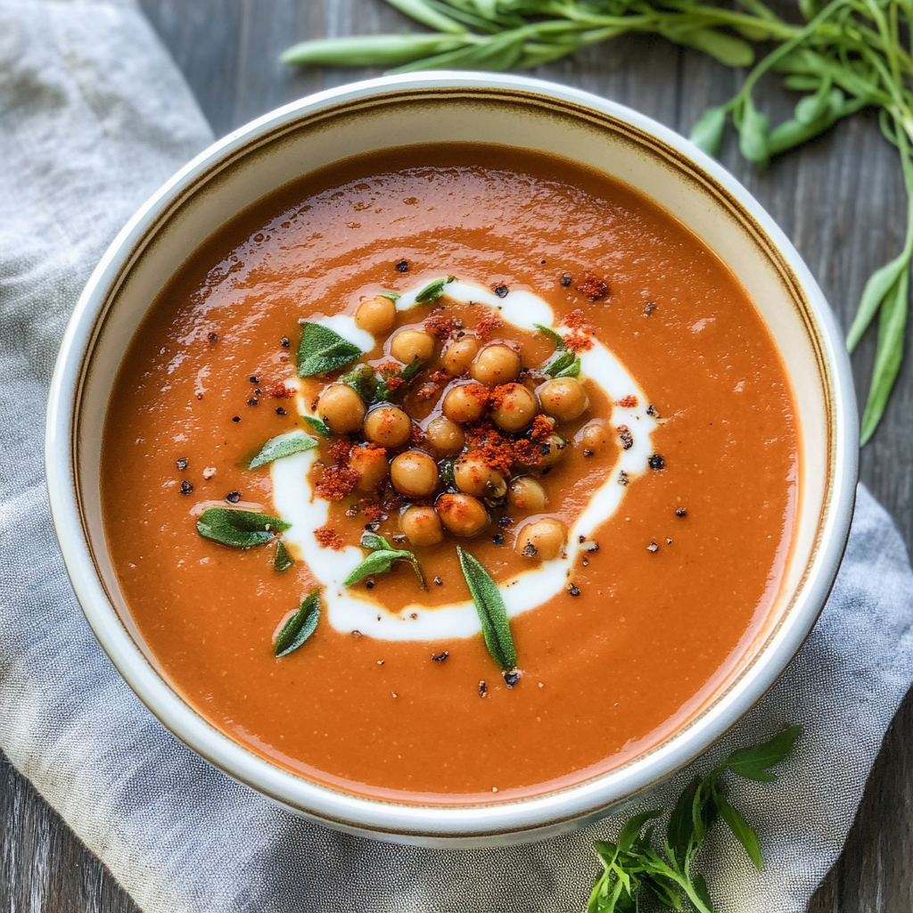 Recipe preparation for Hearty Chickpea Tomato Soup
