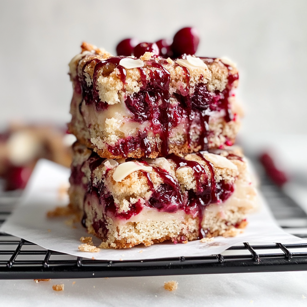 Recipe preparation for White Chocolate Cranberry Cake Squares