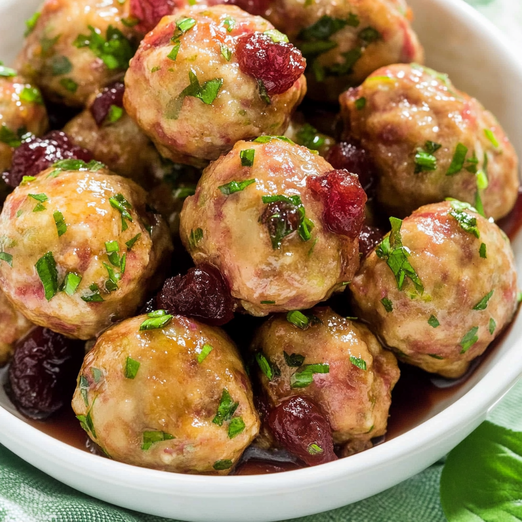 Recipe preparation for Apple Cranberry Turkey Meatballs