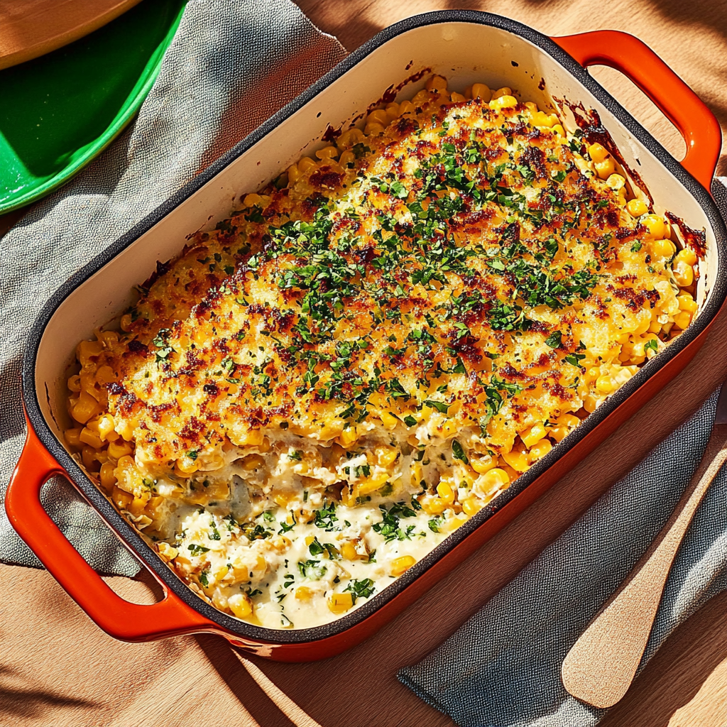 Recipe preparation for Sage Butter Corn Casserole