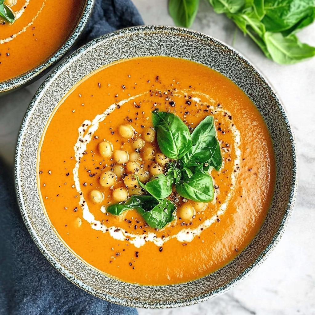 Recipe preparation for Chickpea Tomato Basil Soup