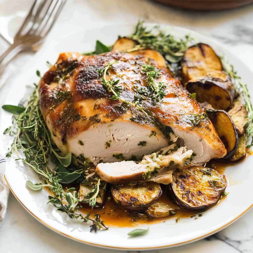 Recipe preparation for Garlic & Herb Butter Roast Turkey