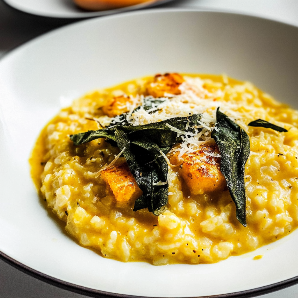 Recipe preparation for Pumpkin Sage Baked Risotto