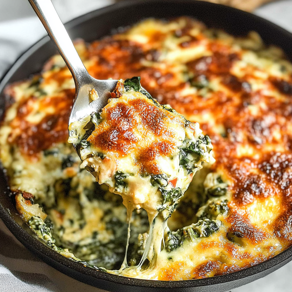 Recipe preparation for Creamy Parmesan Spinach Bake
