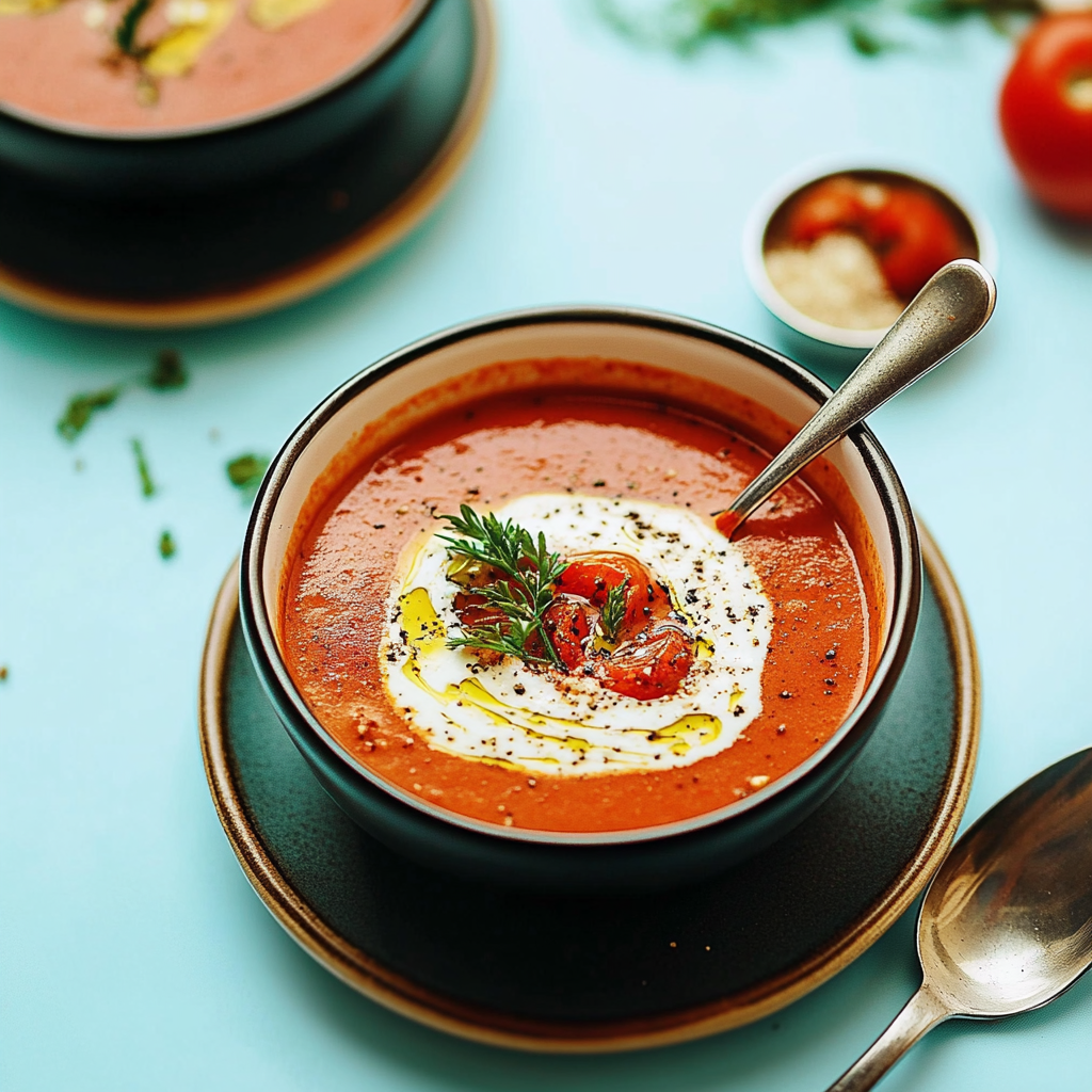 Recipe preparation for Roast Tomato & Red Pepper Soup