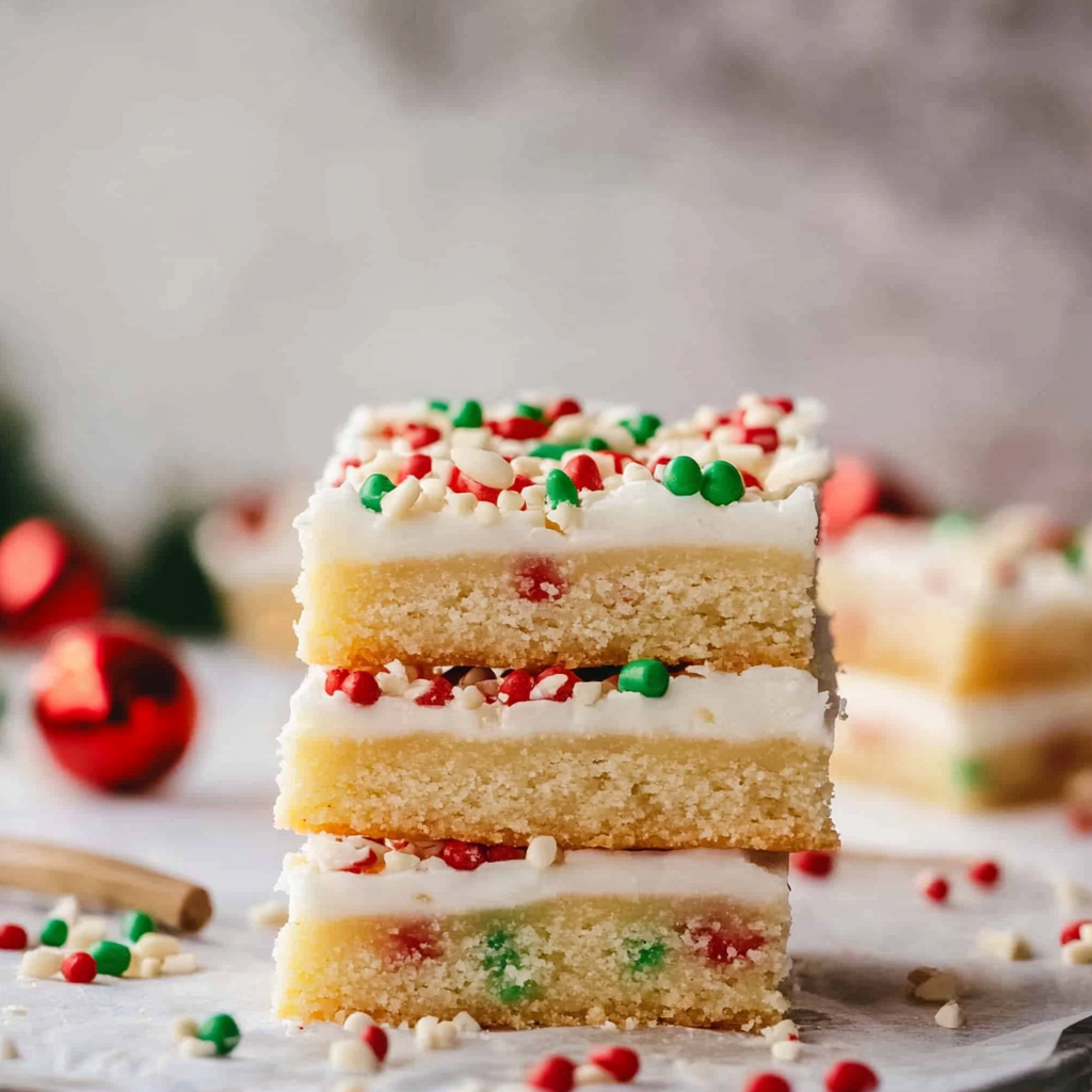 Recipe preparation for Christmas Sugar Cookie Bars