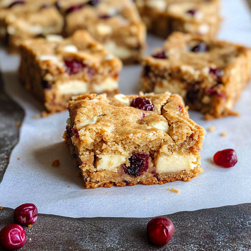 Recipe preparation for Cranberry White Chocolate Blondies