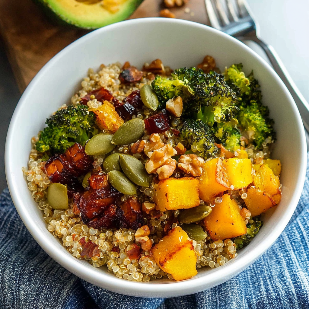 Recipe preparation for Warm Quinoa Harvest Bowl