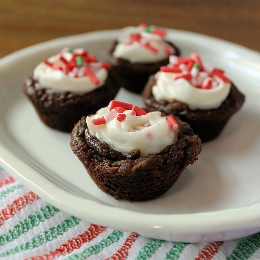 Recipe preparation for Peppermint Brownie Christmas Cookie Cups