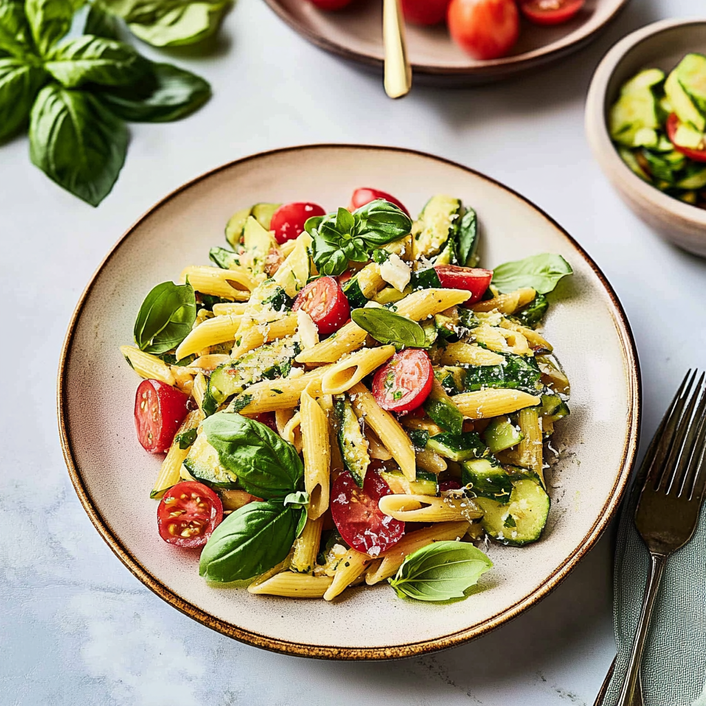 Recipe preparation for Pasta Primavera with Frozen Veggies & Parmesan