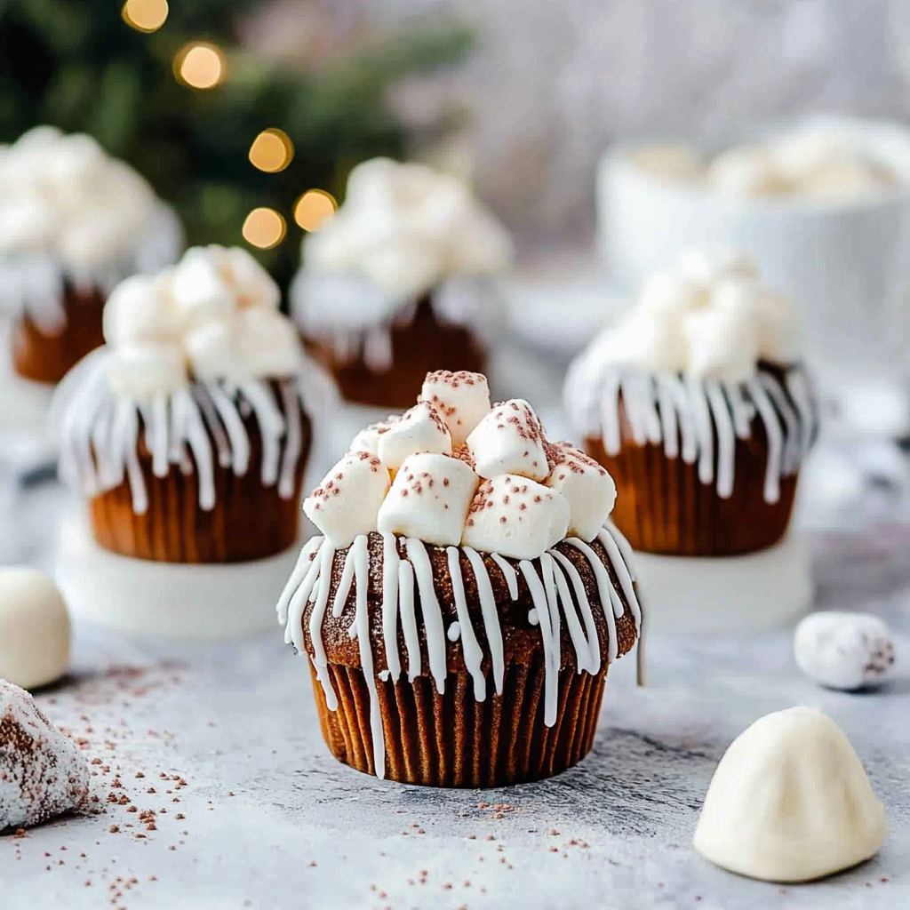 Recipe preparation for Hot Cocoa Cupcakes with Marshmallow Tops