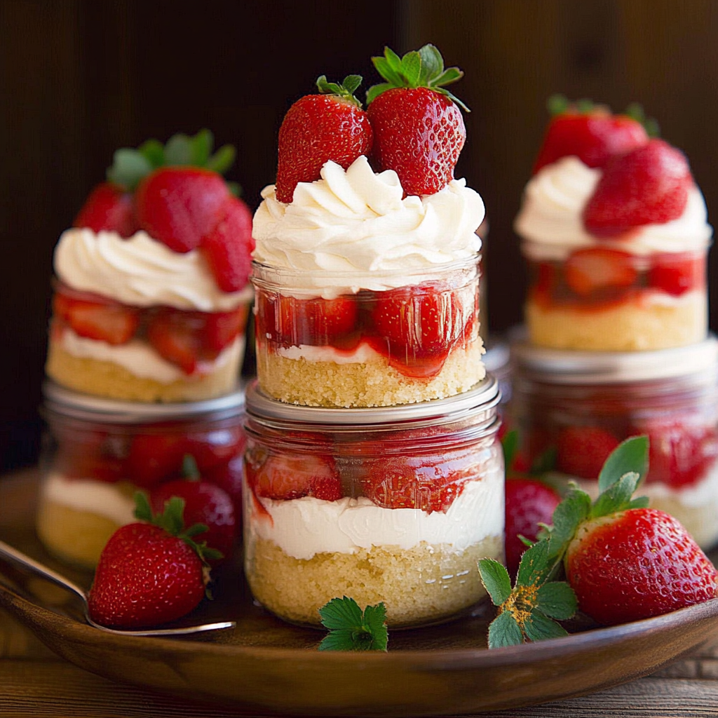 Recipe preparation for Strawberry Shortcake Dessert Jars