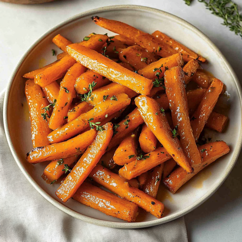 Recipe preparation for Honey Glazed Carrots with Butter & Thyme