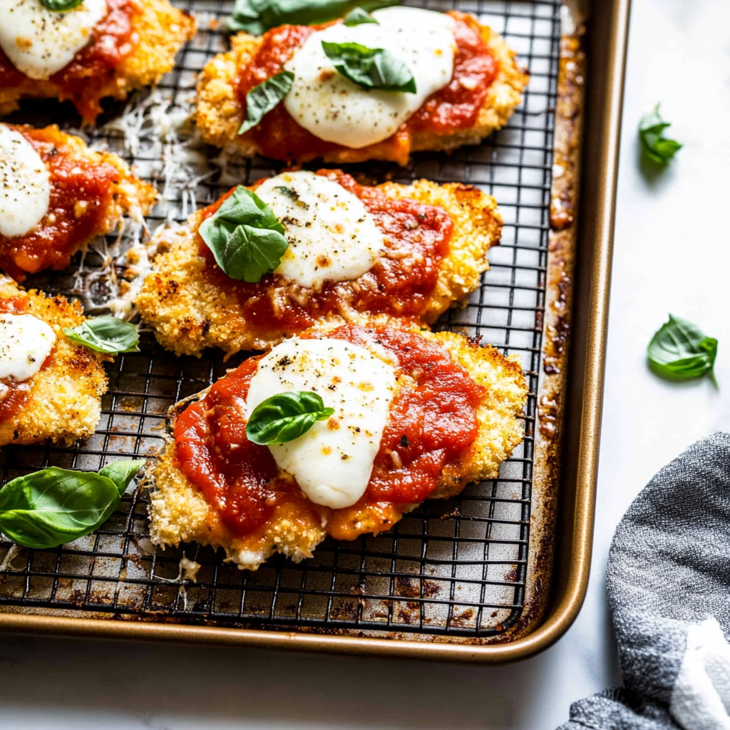 Recipe preparation for Easy Baked Chicken Parmesan