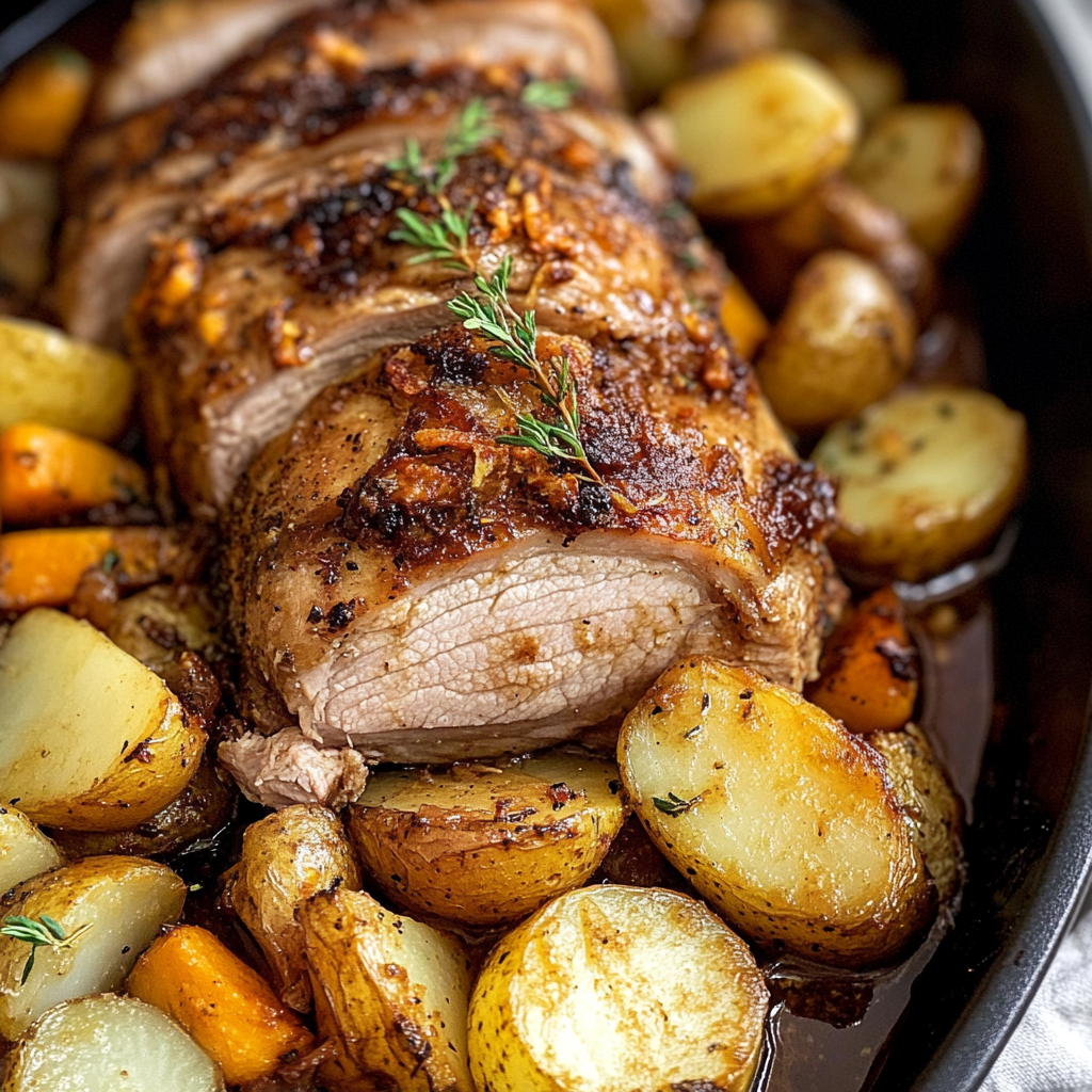 Recipe preparation for Slow Cooker Honey Dijon Pork with Potatoes