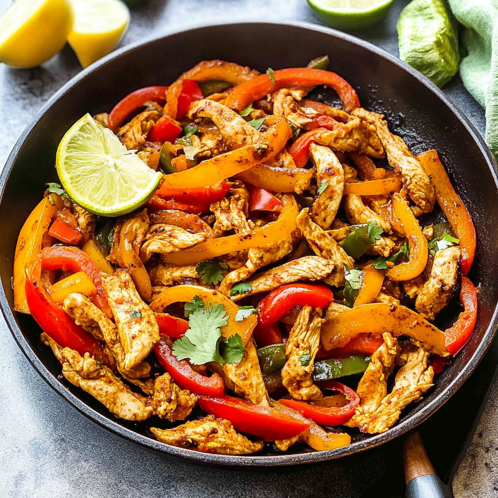 Recipe preparation for Skillet Chicken Fajitas with Peppers & Onions