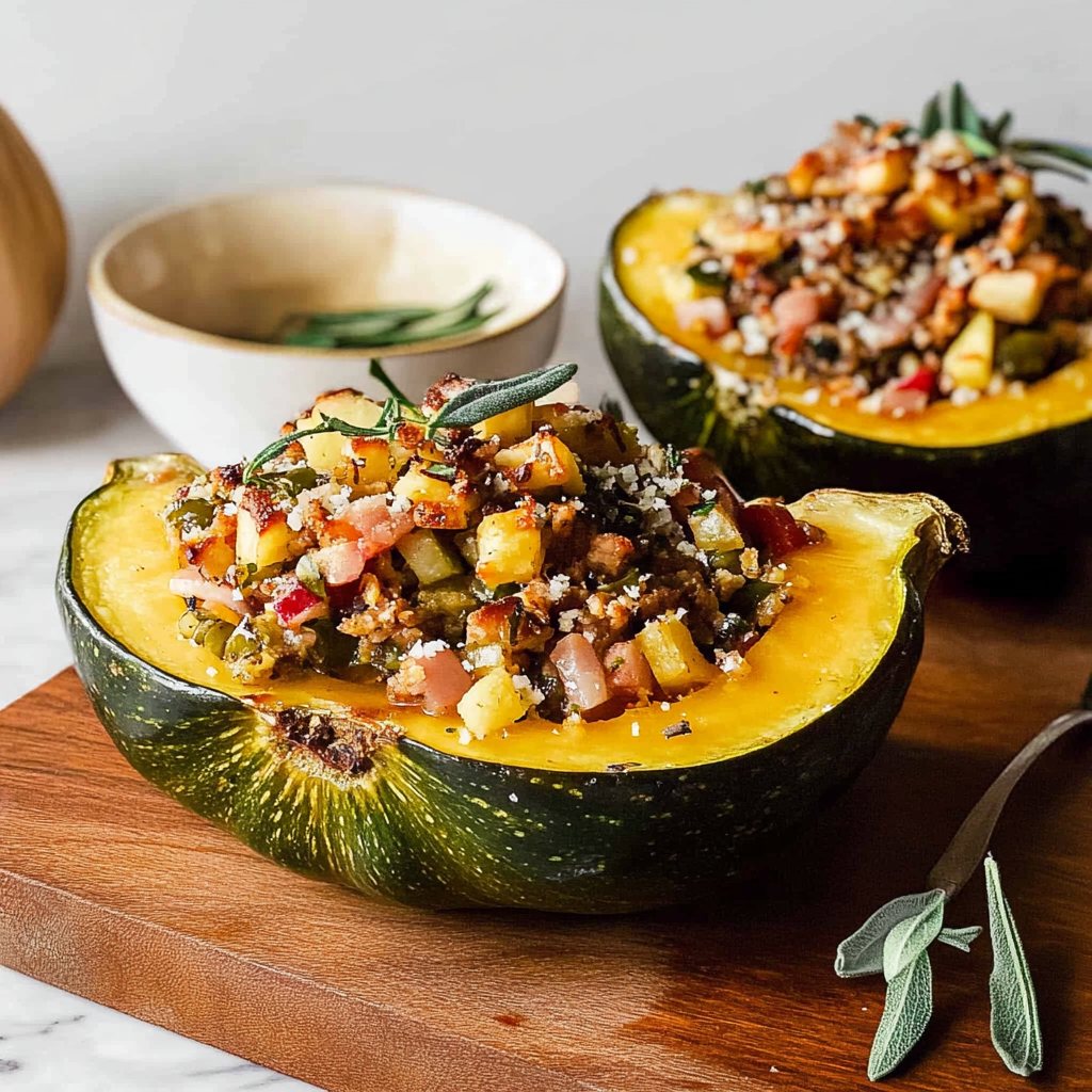 Recipe preparation for Holiday Stuffed Acorn Squash