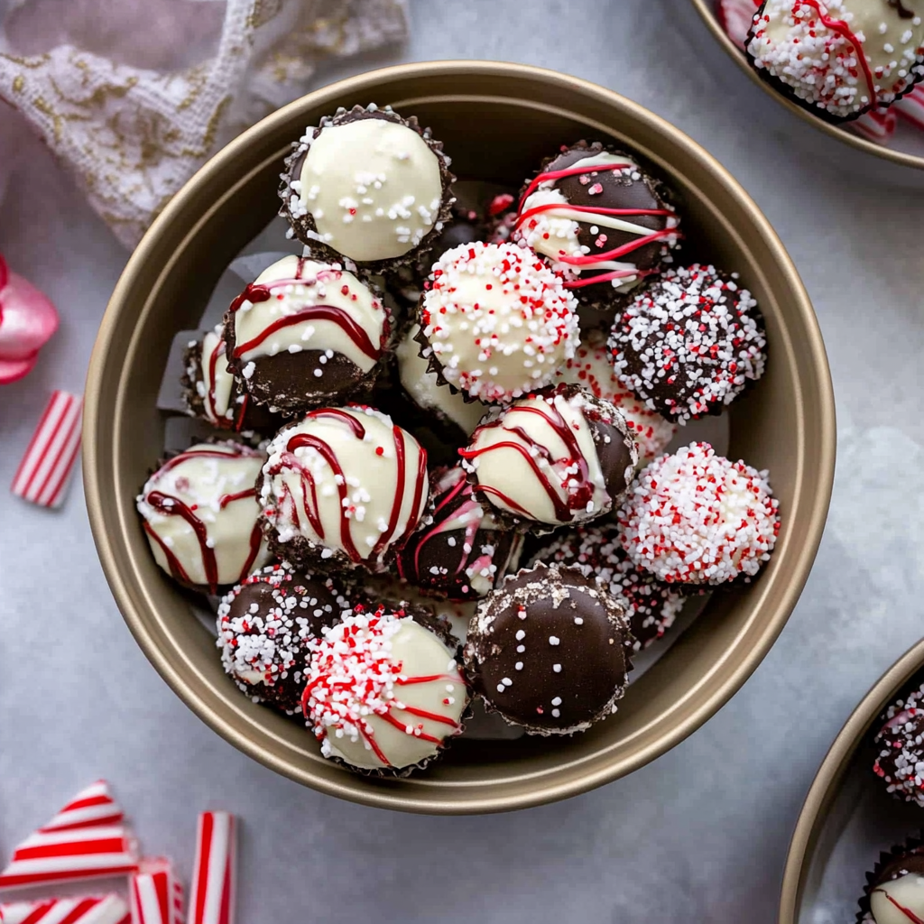 Recipe preparation for Candy Cane Oreo Cheesecake Truffles