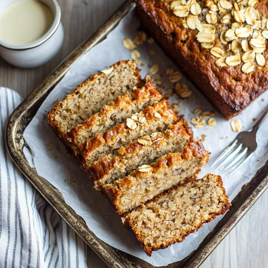 Recipe preparation for Oatmeal Banana Bread with Coconut Oil