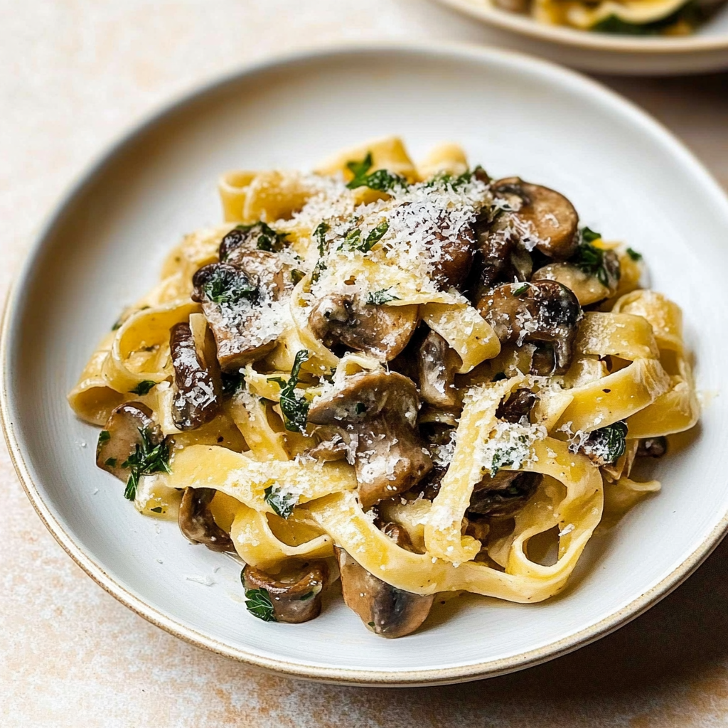 Recipe preparation for Lentil Pasta with Garlic Butter Mushrooms