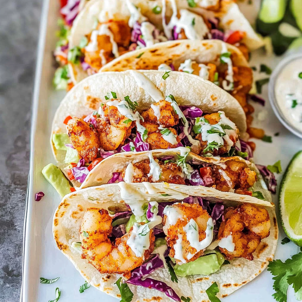 Recipe preparation for Crispy Shrimp Wrap with Slaw
