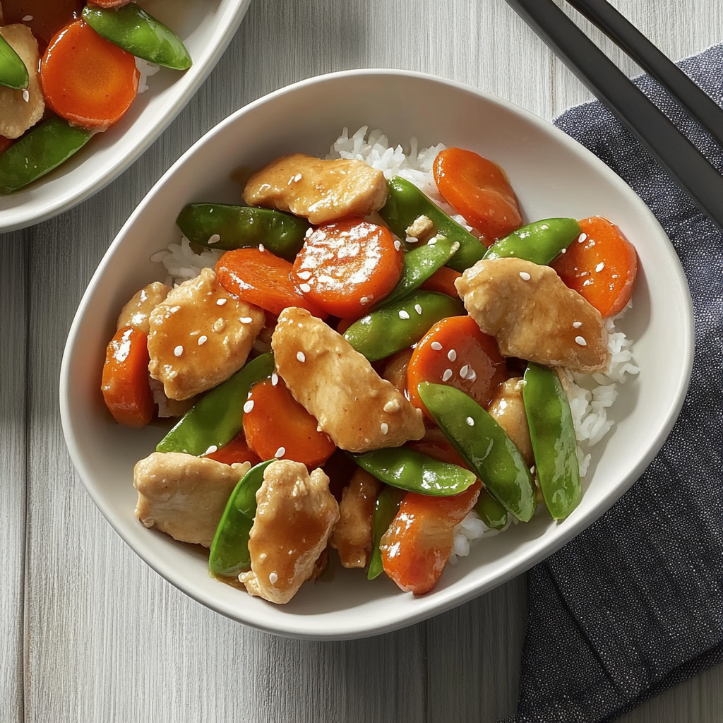 Recipe preparation for Chicken Stir Fry with Snow Peas & Carrots