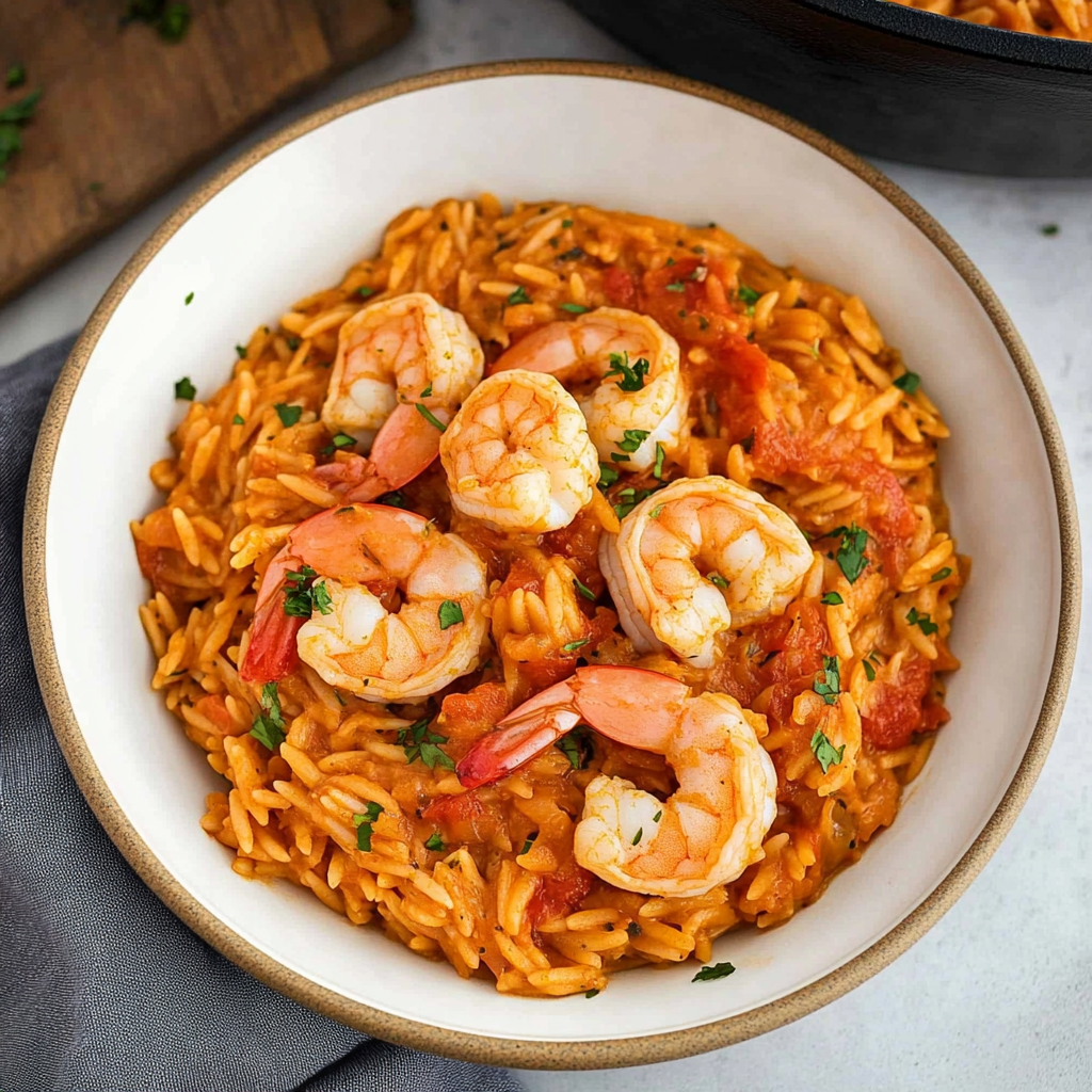 Recipe preparation for Shrimp Tomato Orzo Bowls