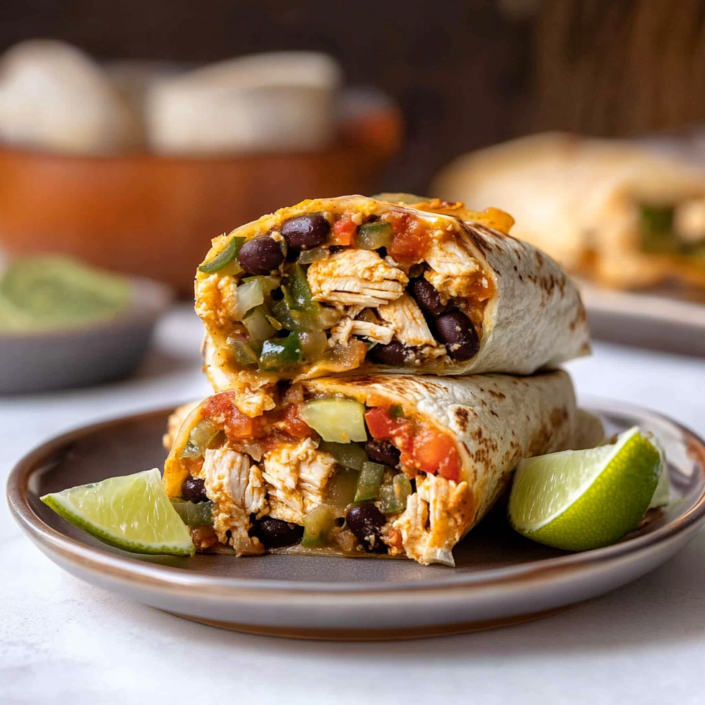 Recipe preparation for Tex-Mex Chicken Burrito Melt with Black Beans