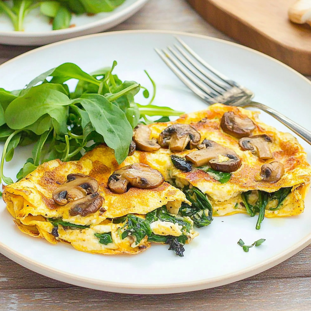 Recipe preparation for Winter Veggie Omelet with Mushrooms & Spinach