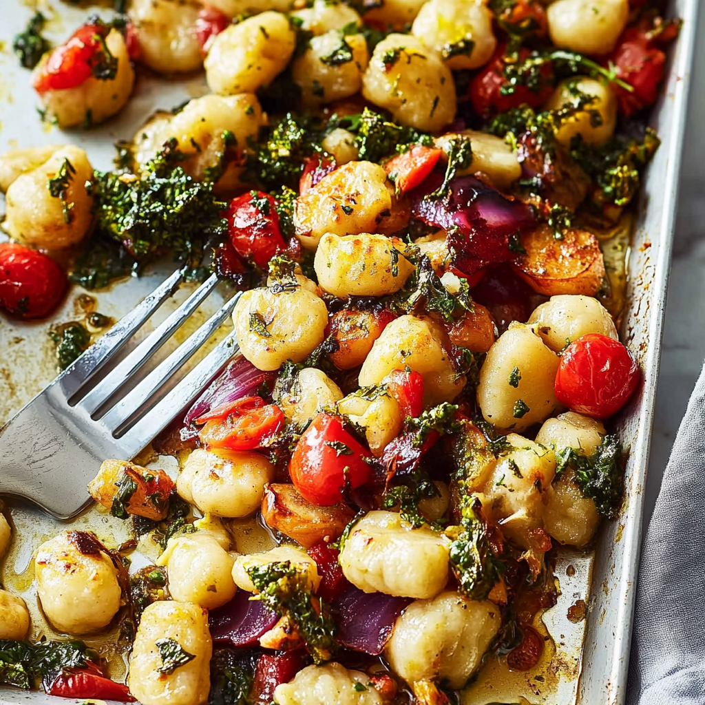 Recipe preparation for Sheet Pan Gnocchi and Vegetables