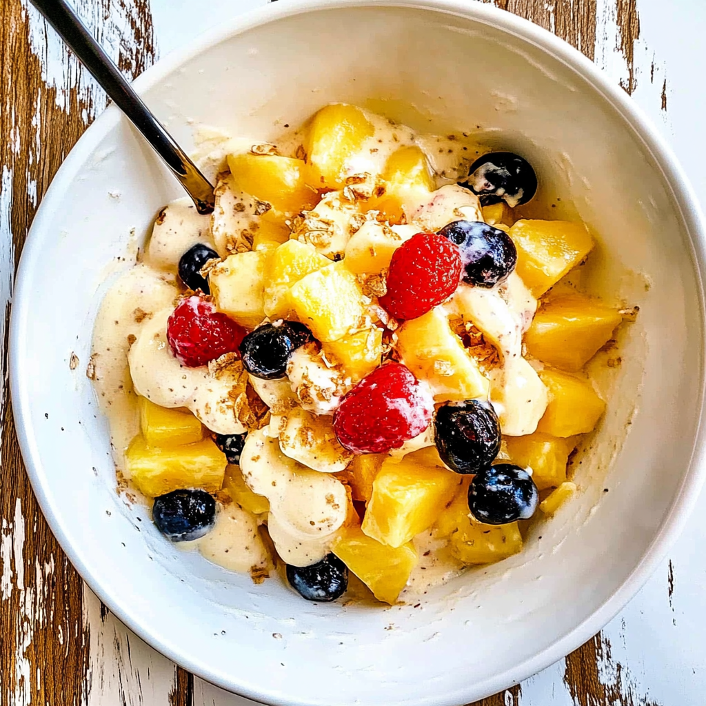 Recipe preparation for Creamy Pineapple Winter Fruit Salad