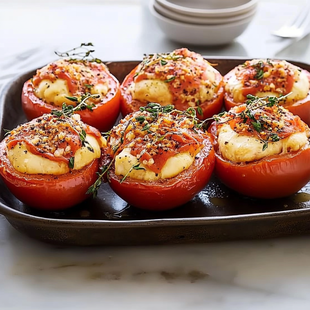 Recipe preparation for Tuna Melt Stuffed Tomatoes