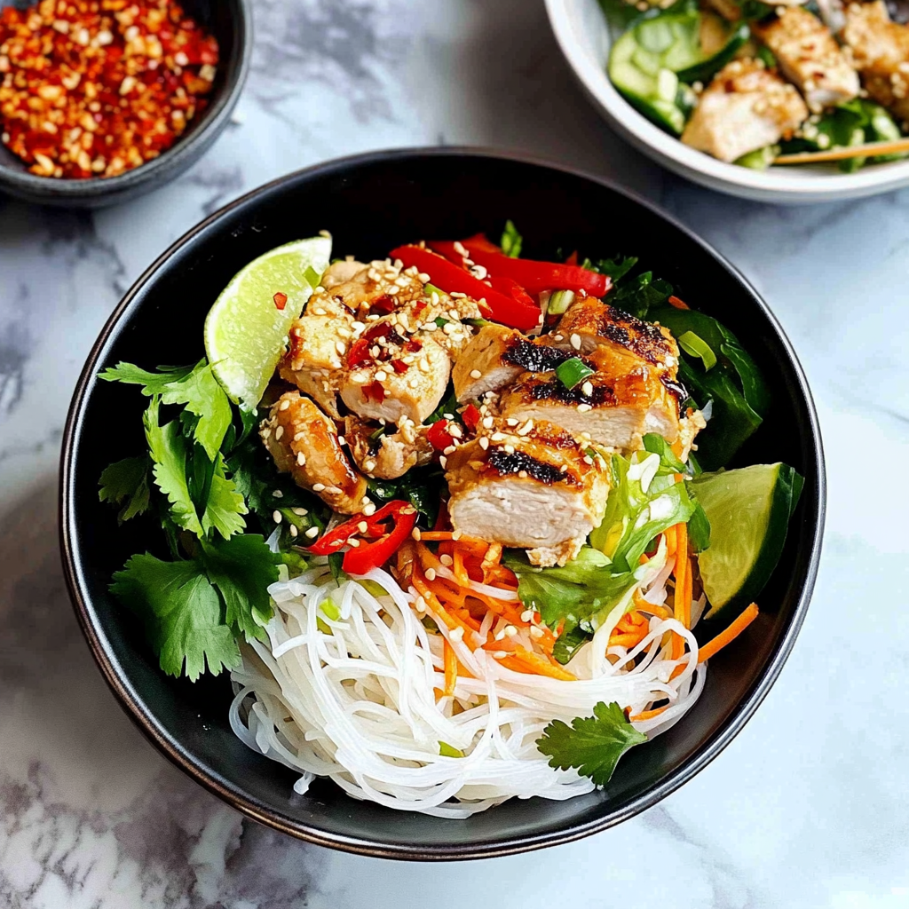 Recipe preparation for Vermicelli Noodle Salad with Lemongrass Chicken